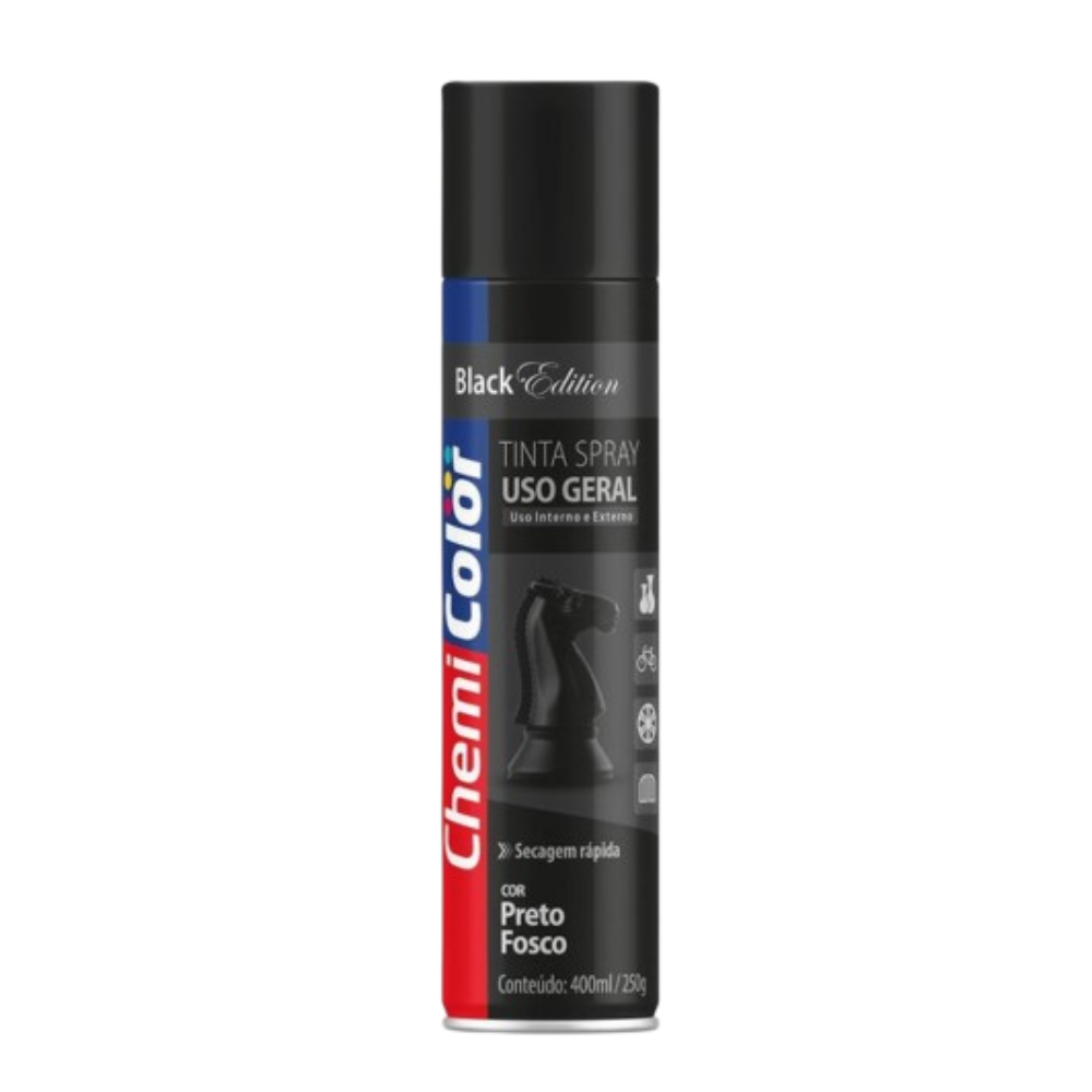 Tinta Spray Preto Fosco 400ML (Chemi Color)