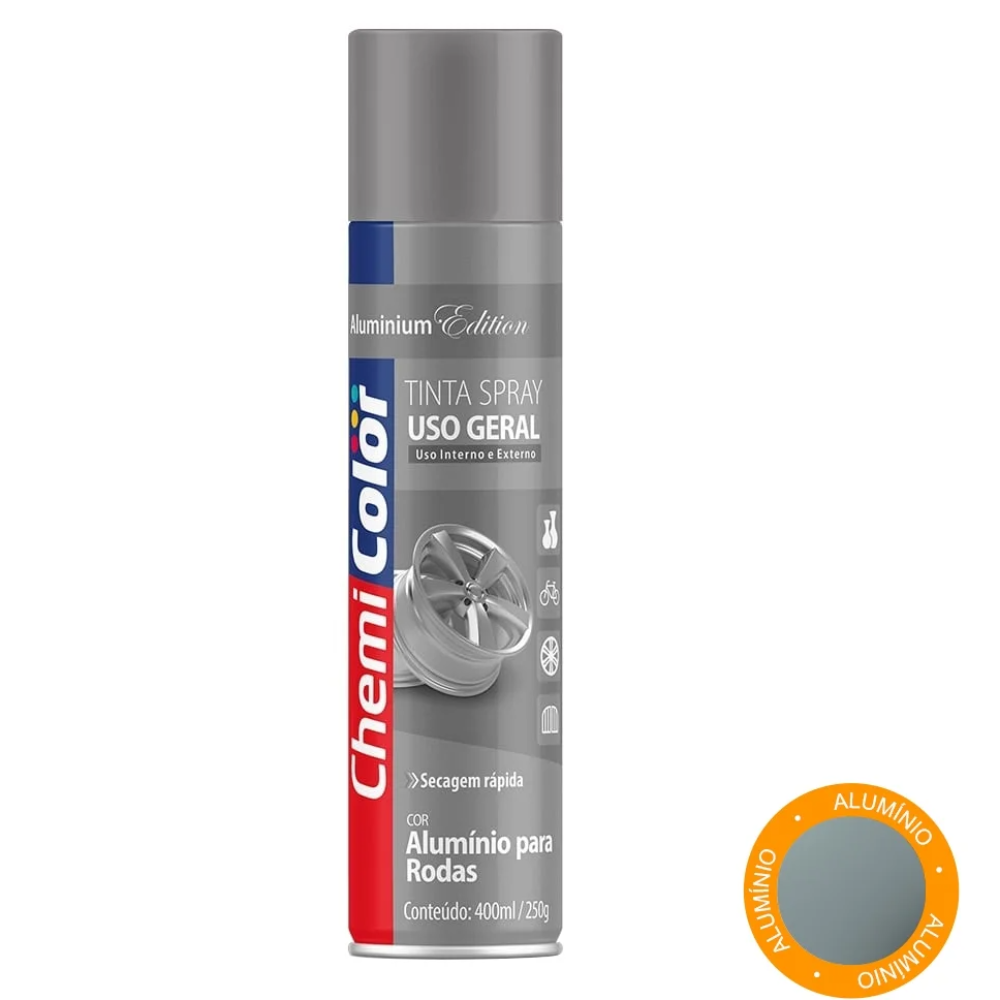 Tinta Spray Aluminio P/ Rodas 400ML (Chemi Color)