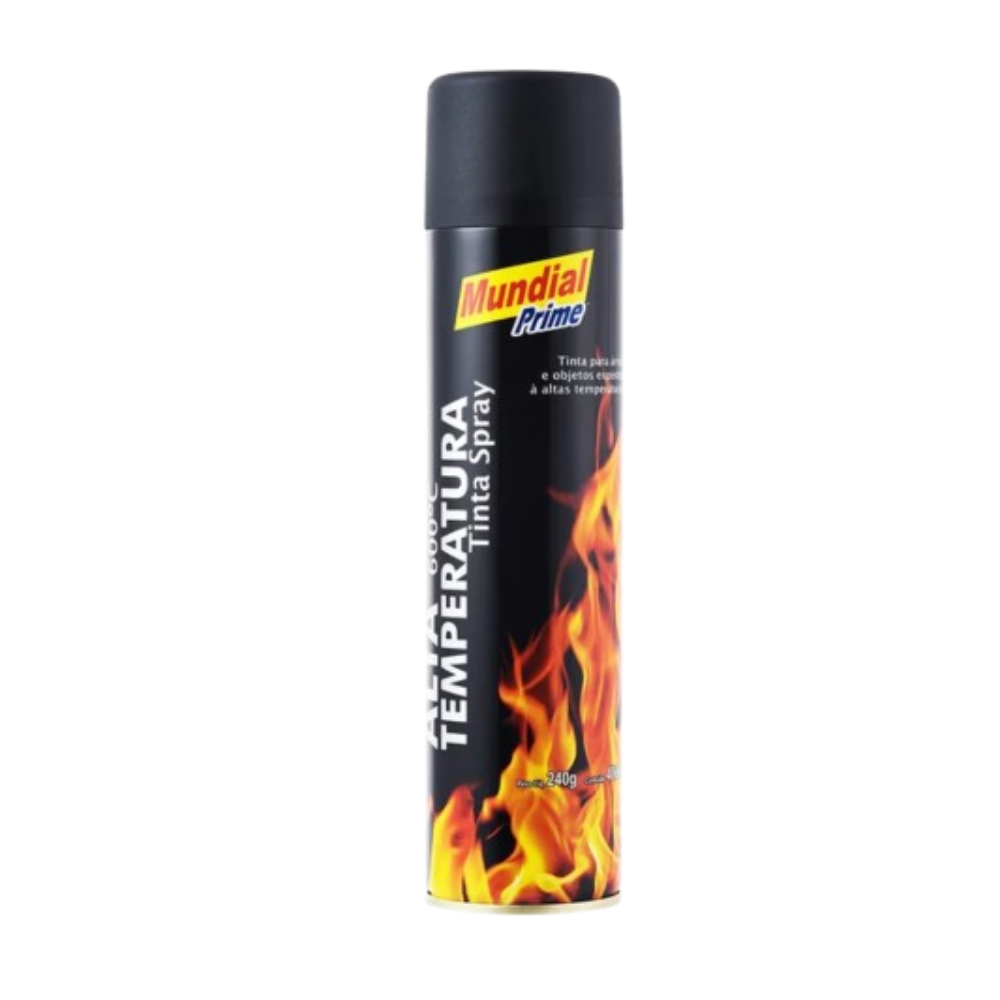 Tinta Spray Preto Fosco Alta Temp. 400ML (Mundial)