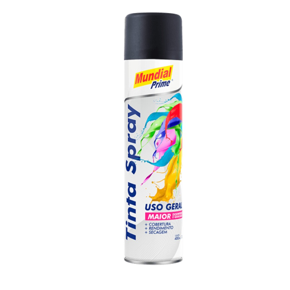 Tinta Spray Preto Fosco 400ML (Mundial)