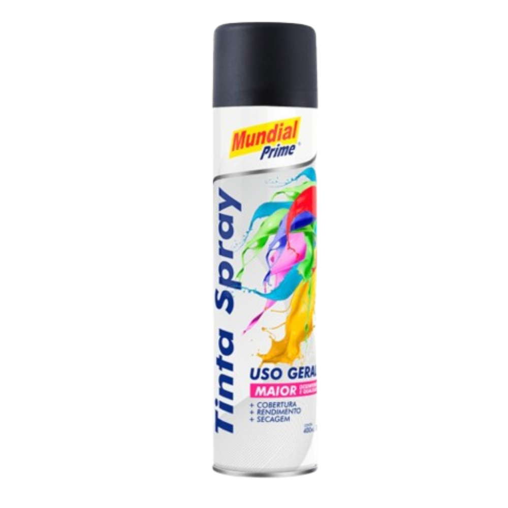 Tinta Spray Preto Fosco 400ML (Mundial)