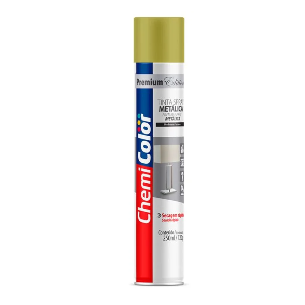 Tinta Spray Metalico Dourado 250ML (Chemi Color)
