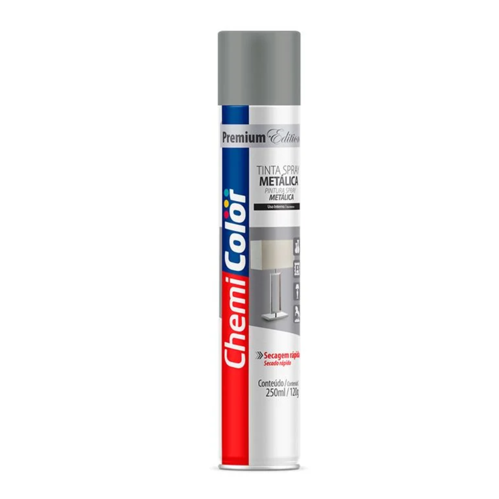 Tinta Spray Metalico Prata 250ML (Chemi Color)