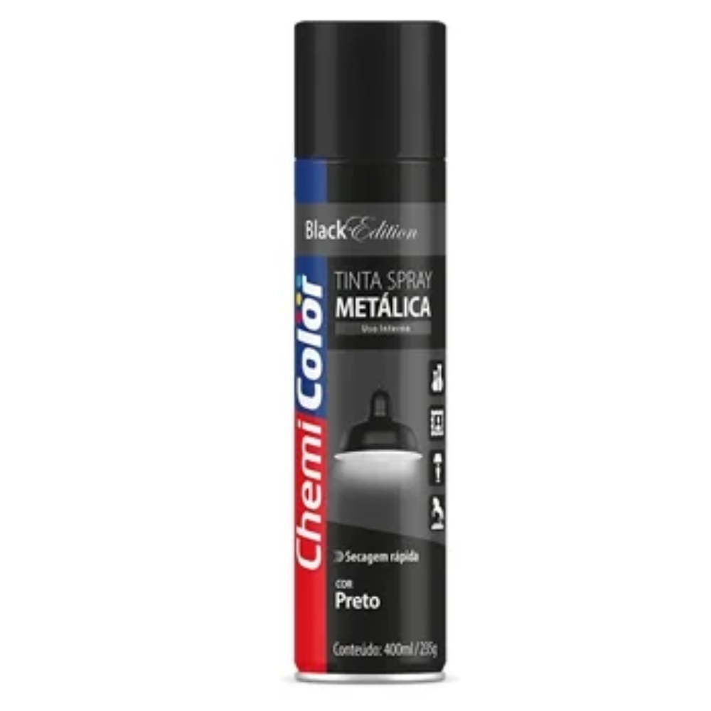 Tinta Spray Metalico Preto 250ML (Chemi Color)