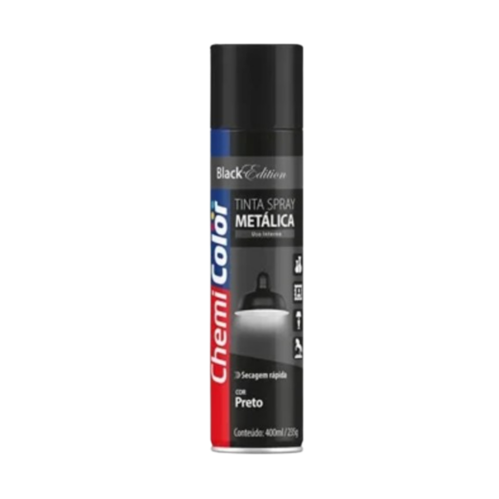 Tinta Spray Metalico Preto 250ML (Chemi Color)