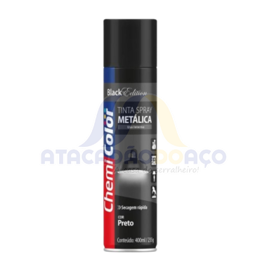 Tinta Spray Metalico Preto 400ML (Chemi Color)