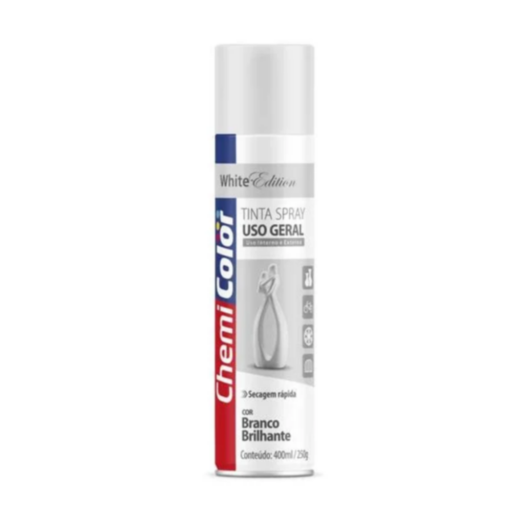 Tinta Spray P/Aluminio Branco Brilhante 400ML (Chemi Color)