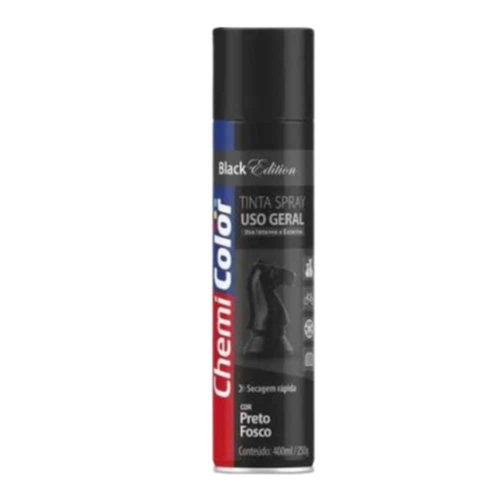 Tinta Spray P/Aluminio Preto Fosco 400ML (Chemi Color)