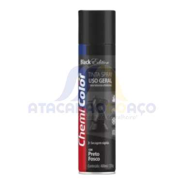 Tinta Spray P/Aluminio Preto Fosco 400ML (Chemi Color)