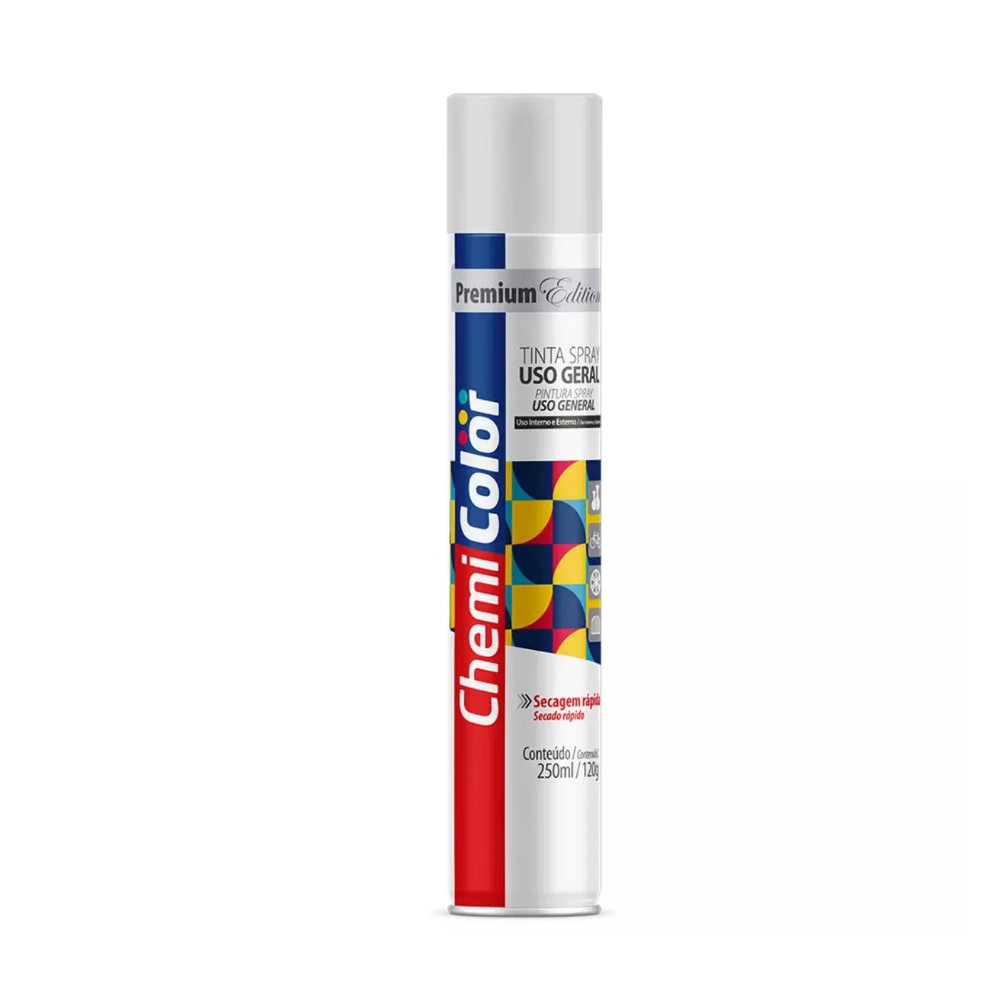 Tinta Spray Branco Brilhante 250ML (Chemi Color)
