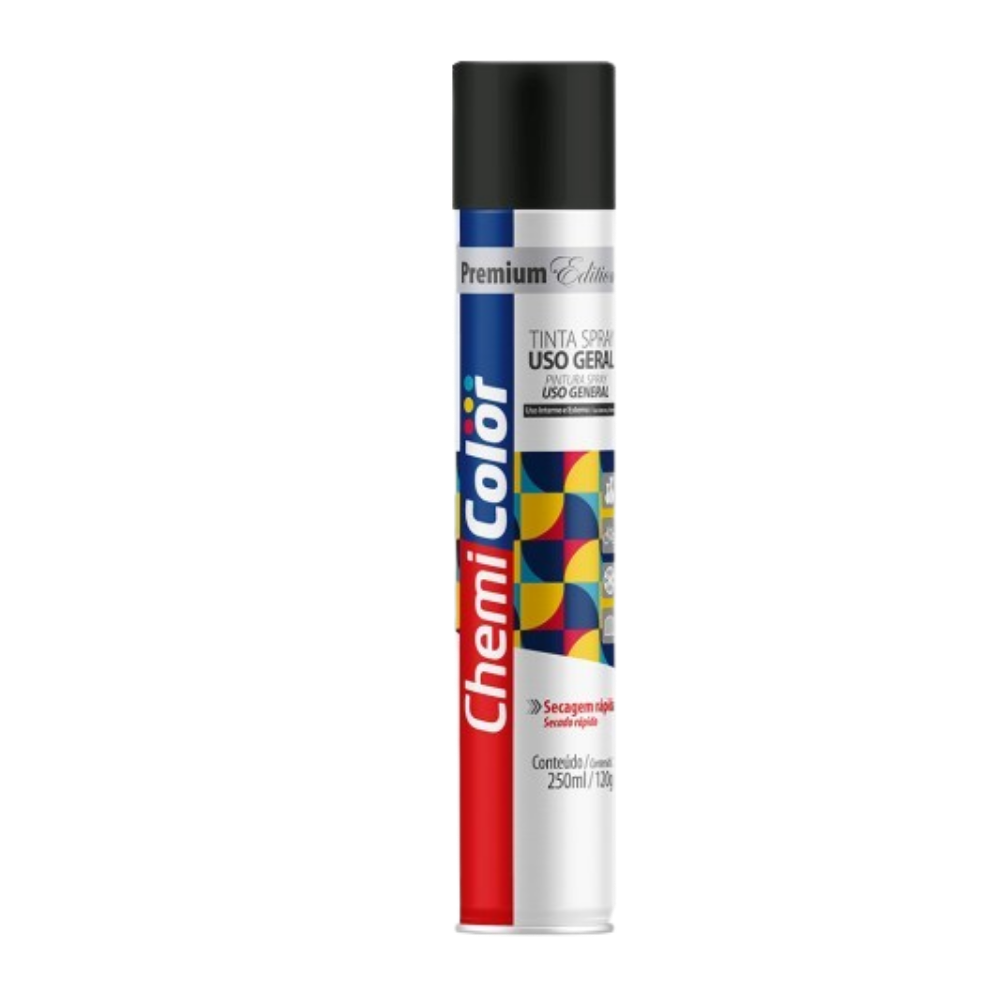 Tinta Spray Preto Brilhante 250ML (Chemi Color)