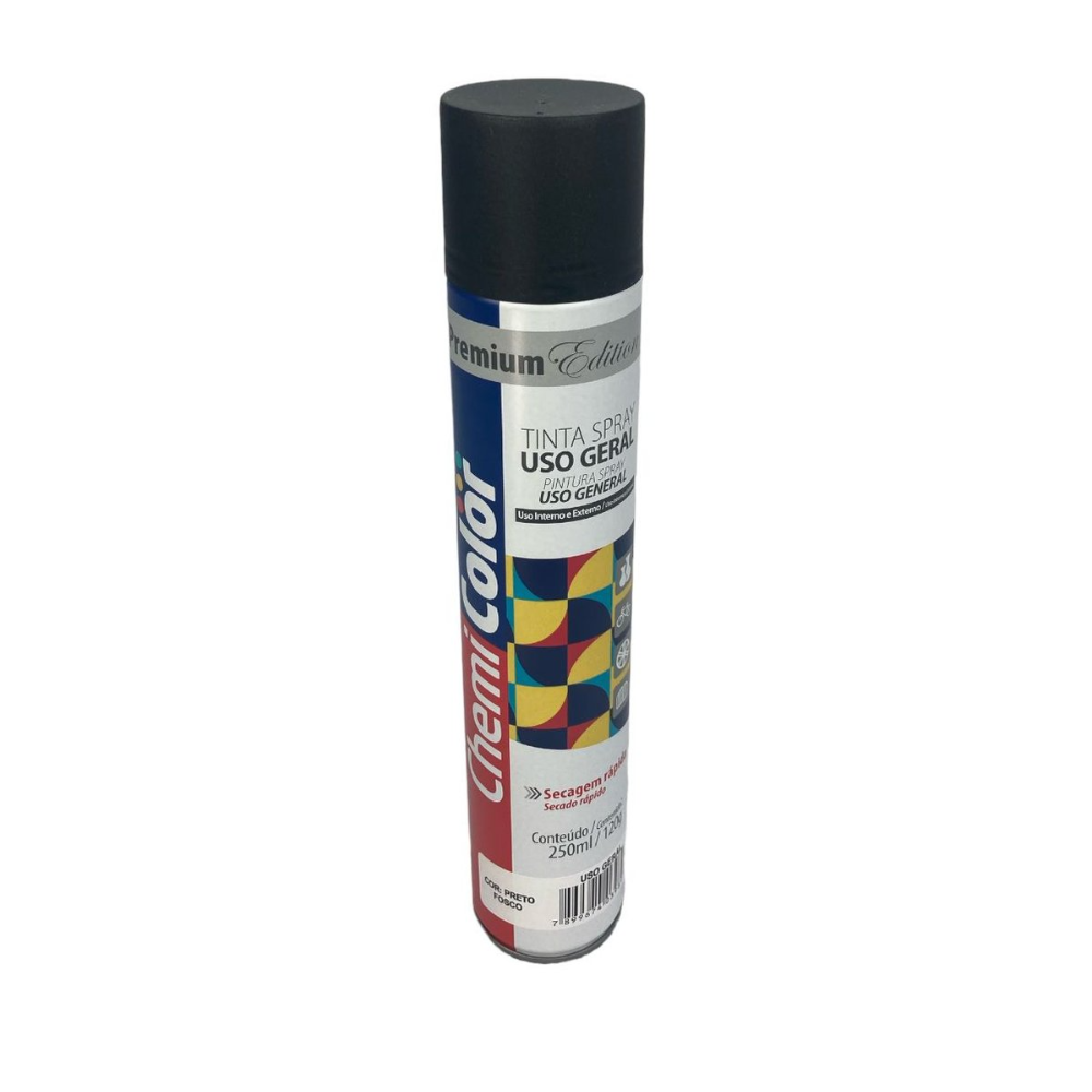 Tinta Spray Preto Fosco 250ML (Chemi Color)