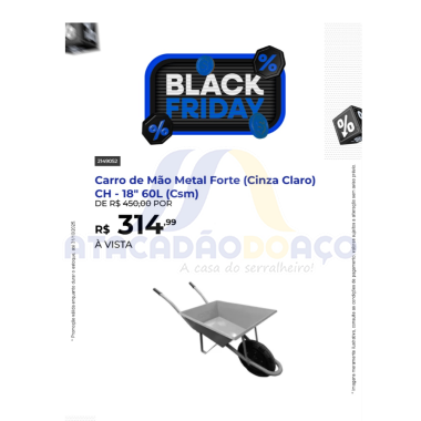 Carro de Mão Metal Forte (Cinza Claro) CH - 18