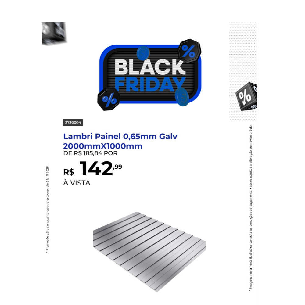 Lambri Painel 0,65mm Galv 2000mmX1000mm