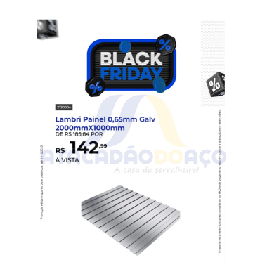 Lambri Painel 0,65mm Galv 2000mmX1000mm