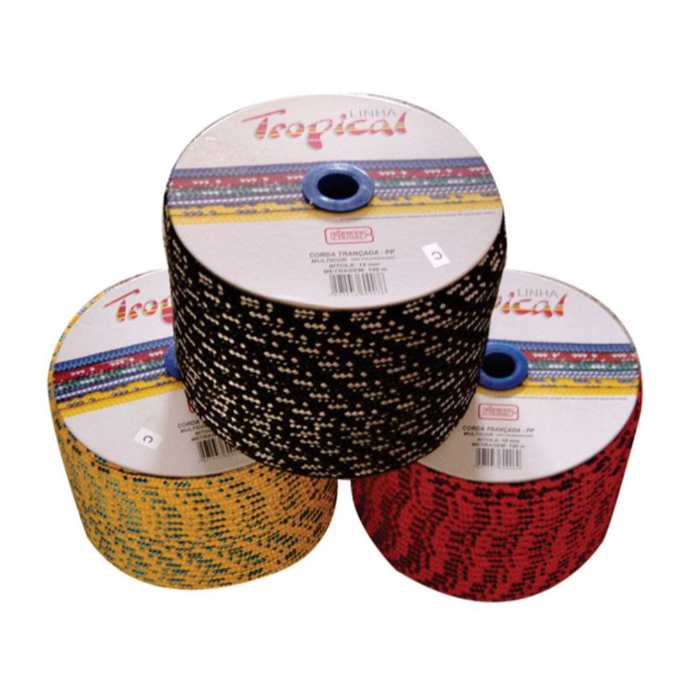Corda Trançada PP - (12mm x 140mt) Multicor