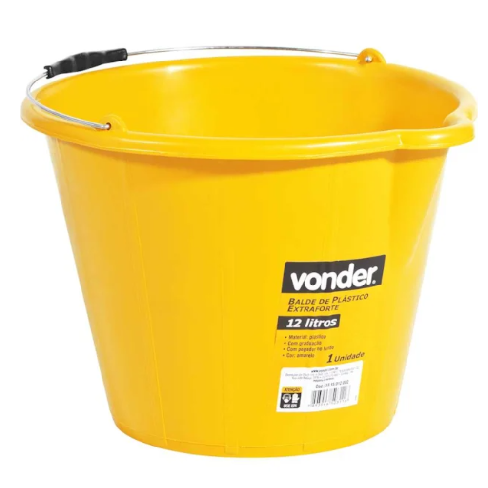 Balde Plástico Extra Forte Amarelo 12 LT (Vonder)