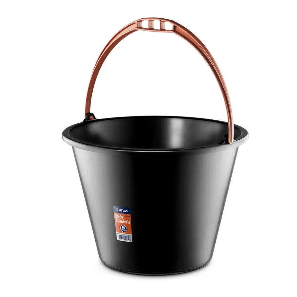 Balde Plástico Extra Forte Preto 10 LT (Atlas)