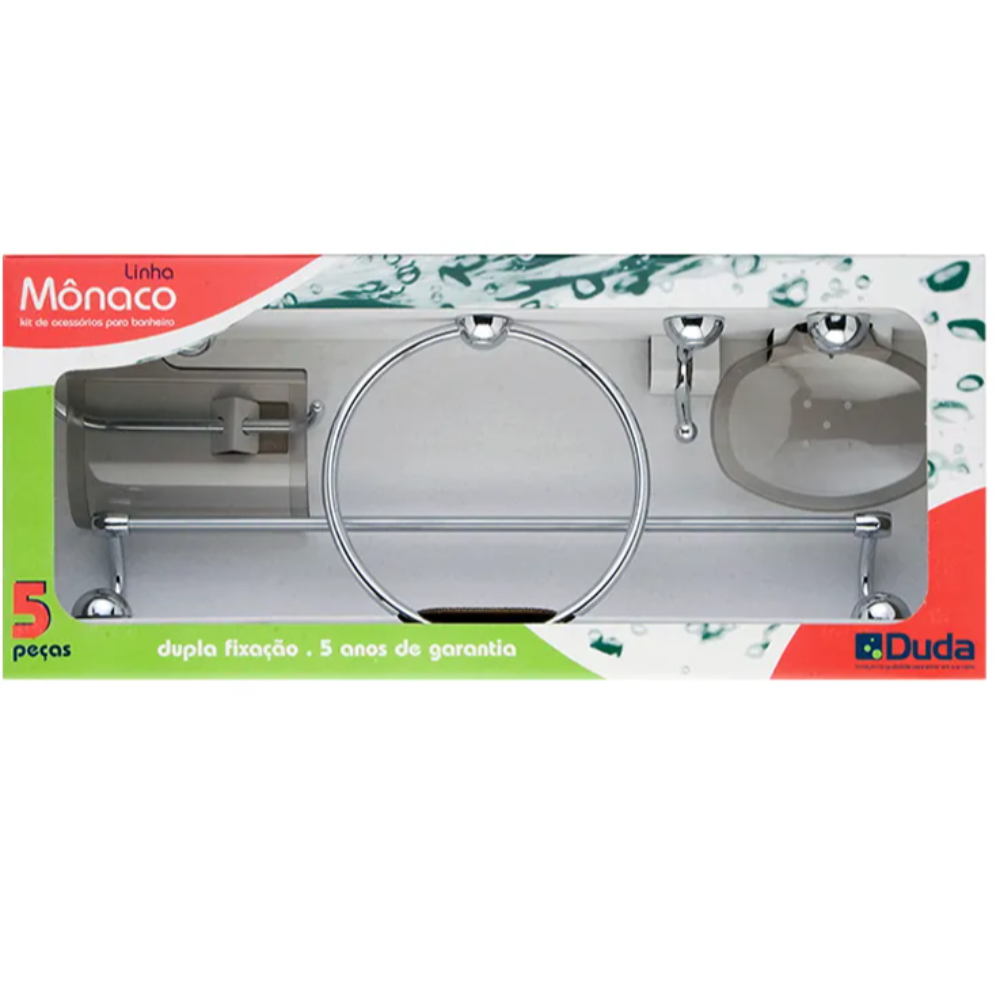 Kit Acessorio P/ Banheiro Cromado 5PCS (Duda)               