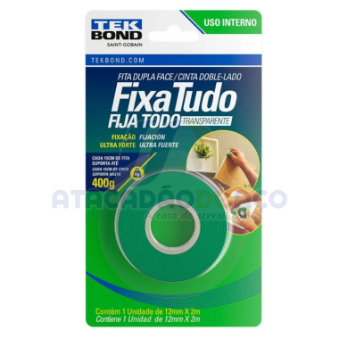 Fita Dupla Face Acrilica 12mmx2mt (Tek Bond)