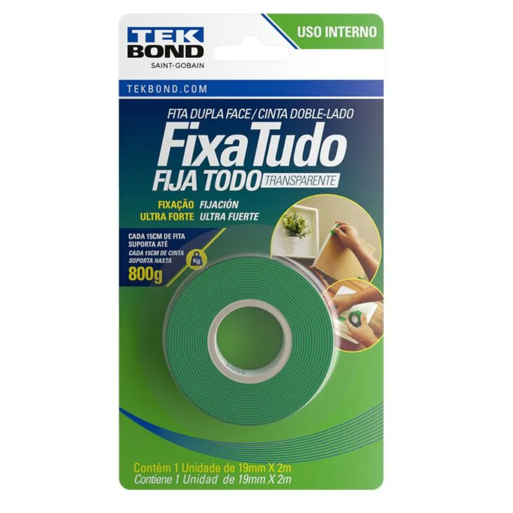Fita Dupla Face Acrilica 19mmx2mt (Tek Bond)