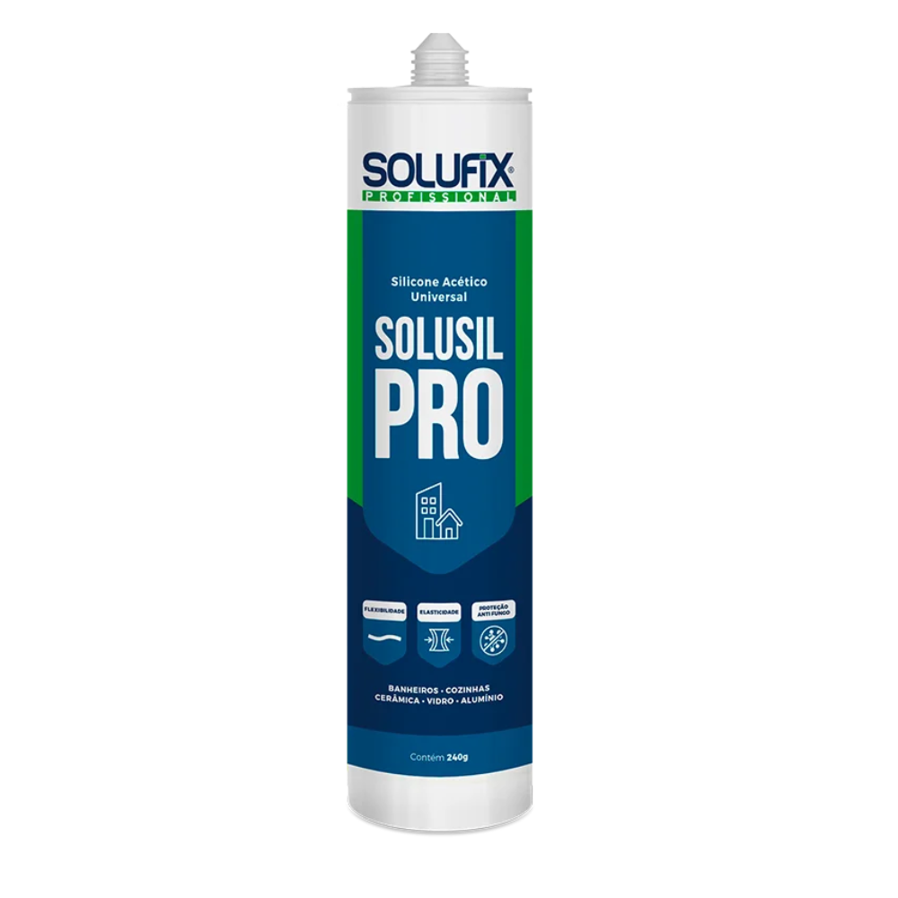 Silicone Acetico Pro Preto - 240g (Solufix)