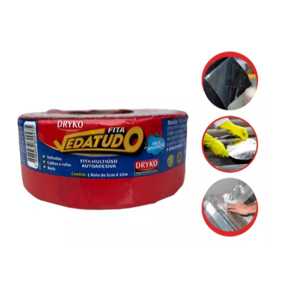 Manta Asf. Fita Alum. Rol. 10mt x 05cm (Dryko)