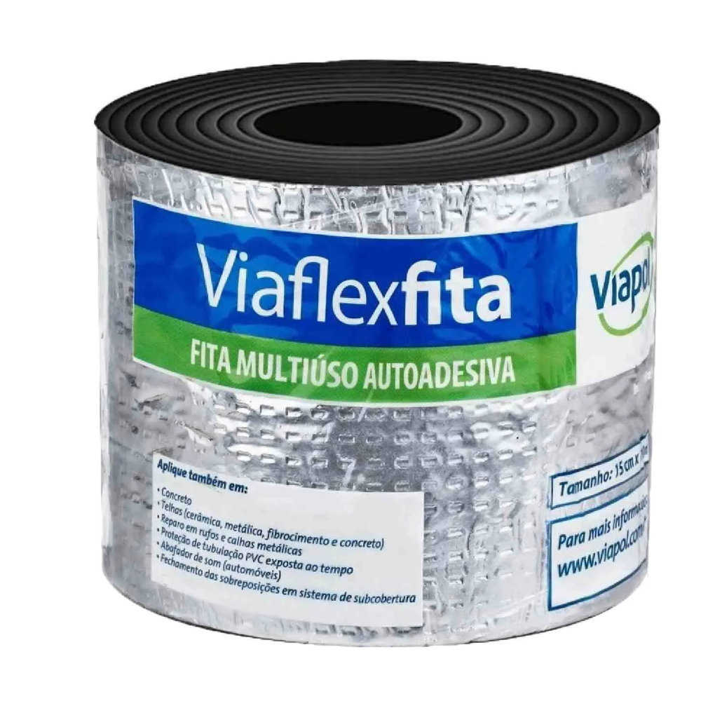Manta Asf. Fita Alum. Rol. 10mt x 10cm (Viapol)