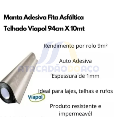 Manta Asf. Fita Alum. Rol. 10mt x 94cm (Viapol)