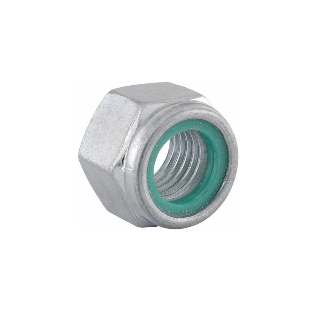 Porca Sex Travante Nylon 1/4 Zinc