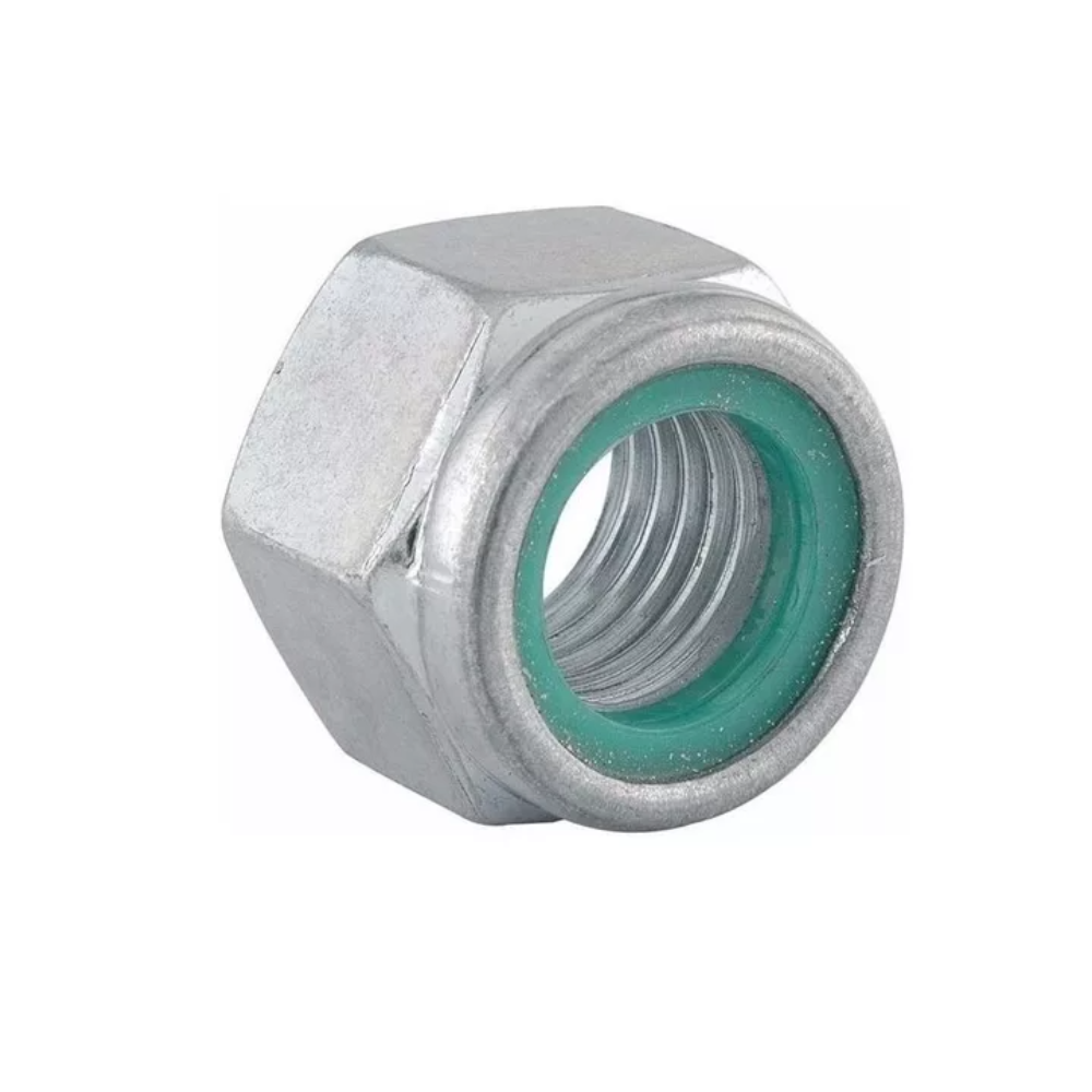 Porca Sex Travante Nylon 3/8 Zinc