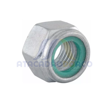 Porca Sex Travante Nylon 3/8 Zinc