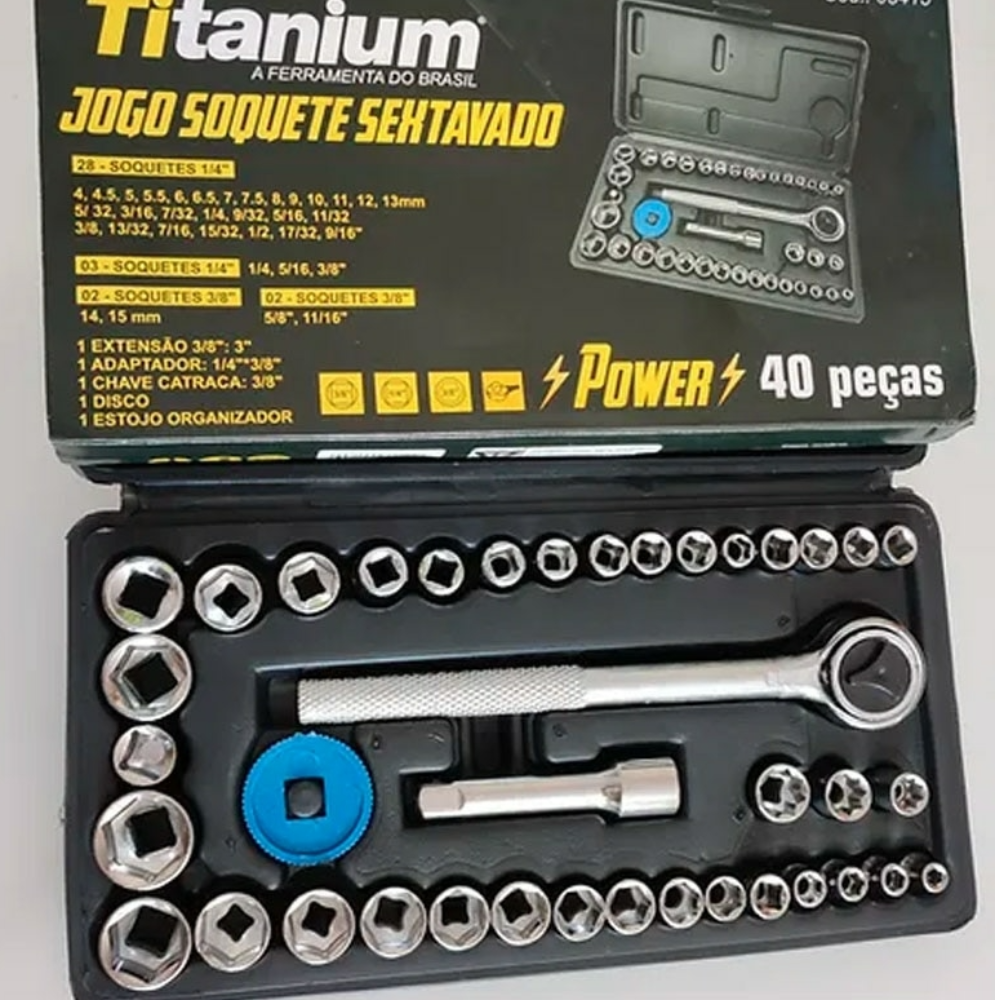 Jogo de Soquete Sextavado - 40 PÇ (Titanium)