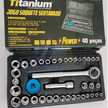 Jogo de Soquete Sextavado - 40 PÇ (Titanium)