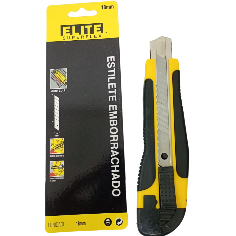 Estilete Emborrachado C/ Lamina 18mm (Elite)