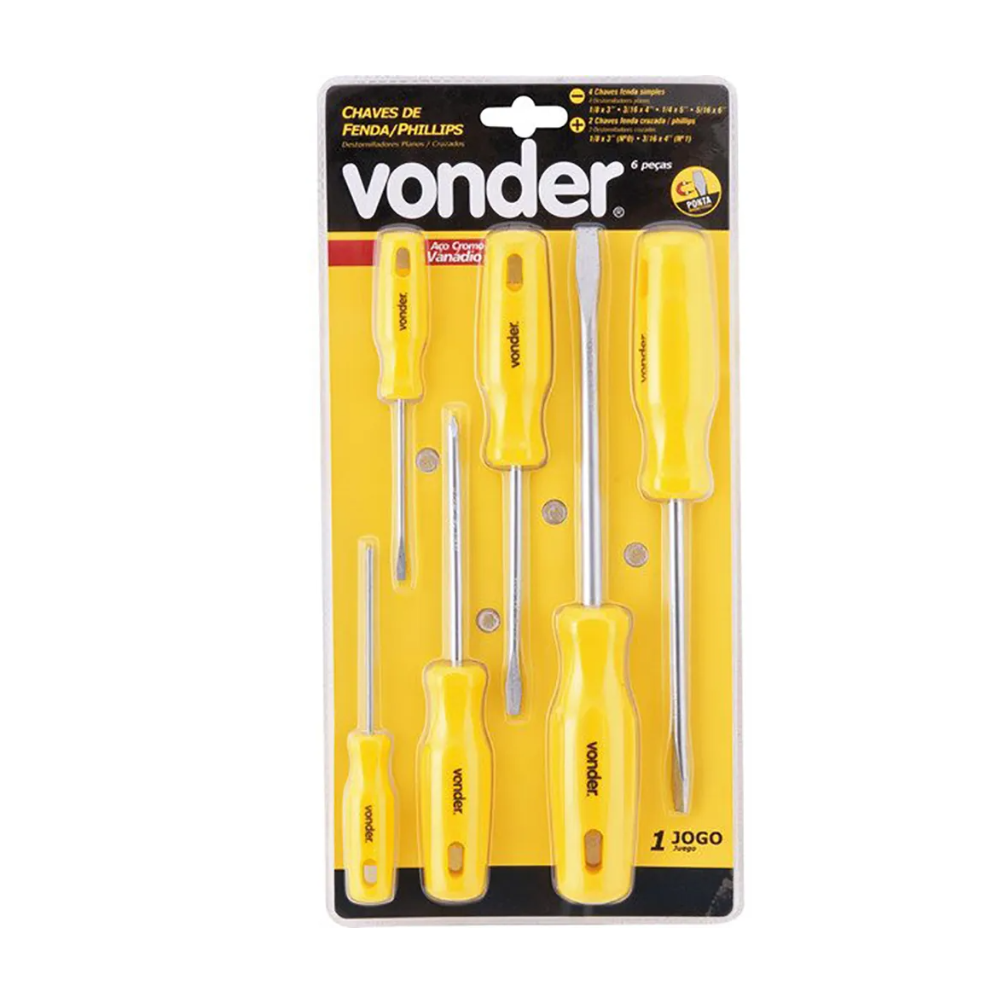 Chave Fenda/Phillips Jogo C/06 Pç (Vonder)