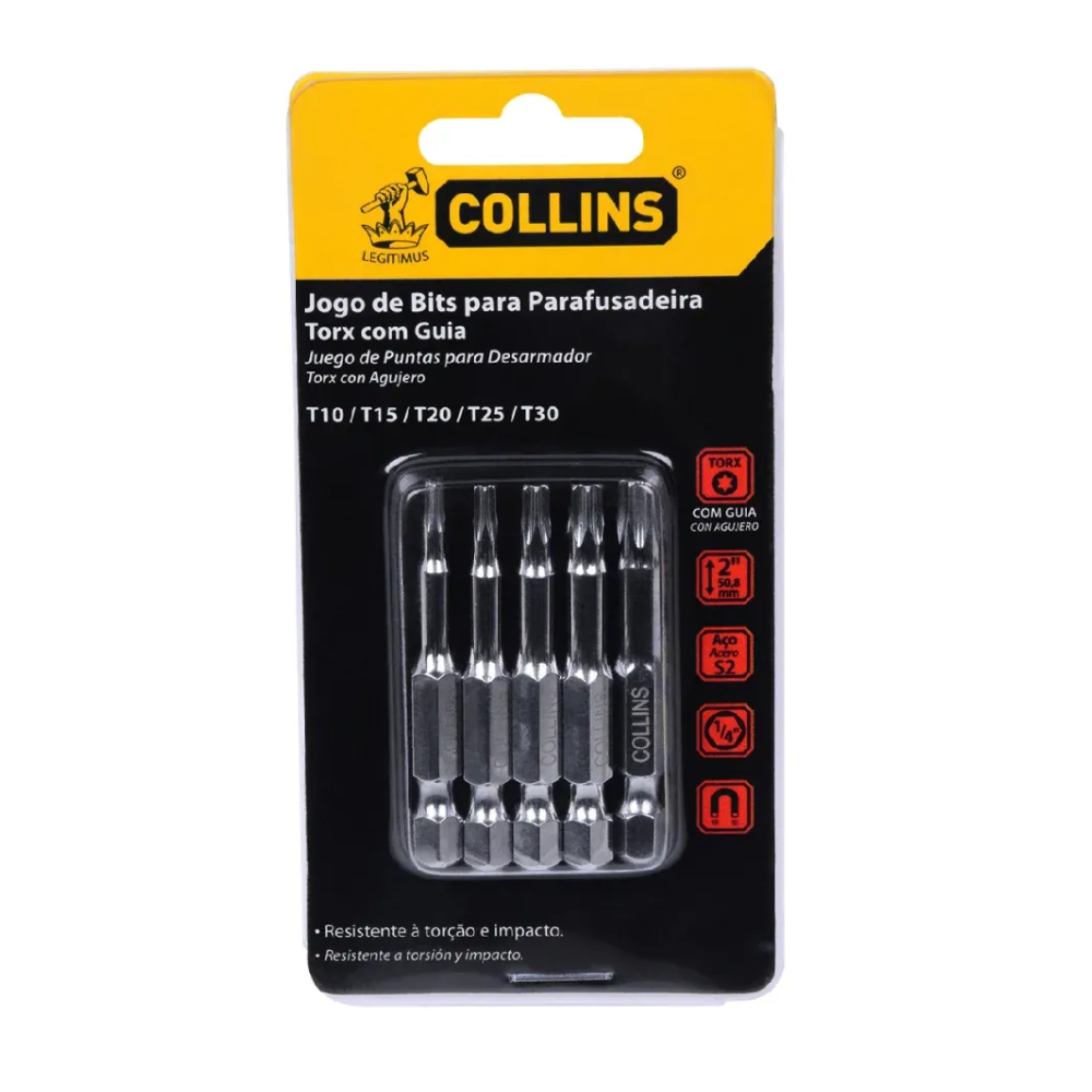 Jogo de Bits Torx P/ Paraf - 05 Peças (Collins)