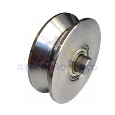 Roldana V Com Eixo 3'' Zinc