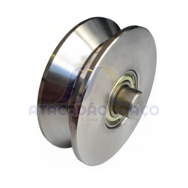 Roldana V Com Eixo 3.1/2'' Zinc