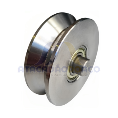 Roldana V Com Eixo 4'' Zinc