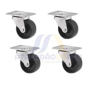 Kit Rodizio Giratorio Preto - 1,25 x 30mm 04Pçs (Startools)