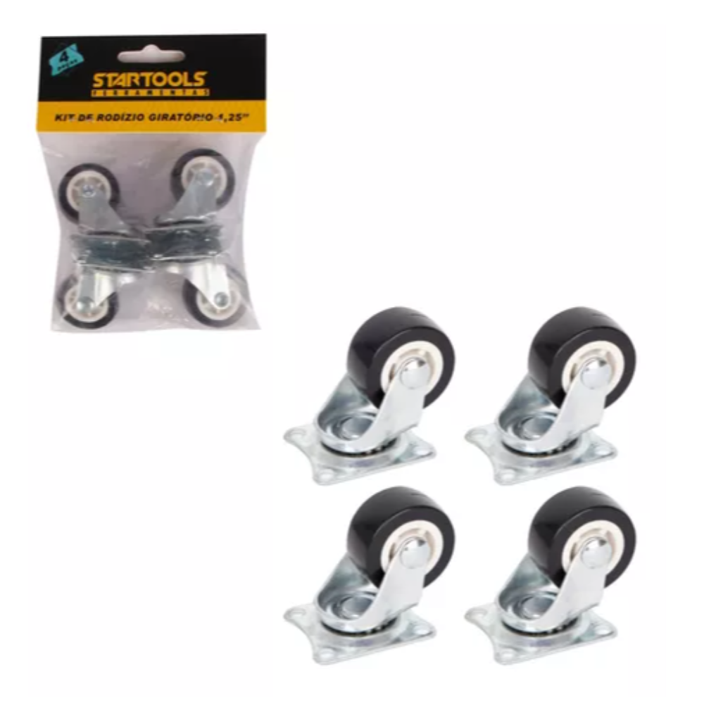 Kit Rodizio Giratorio PU - 1,25 x 30mm 04Pçs (Startools)