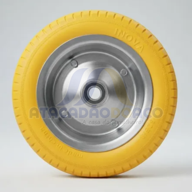 Roda Completa C/ Pneu de Poliuretano Amarelo (Inova)